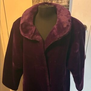 Purple Faux Fur Women's Vintage Swing Coat 44” Chest